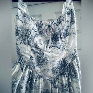 NWT Caroline Constas Toile de Jouy Peasant Dress Size Small